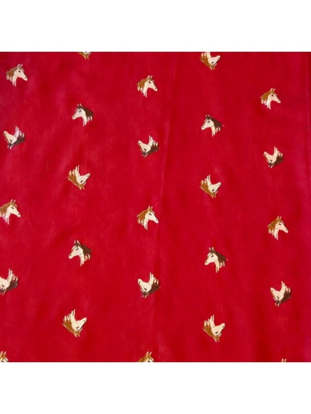 Microfiber Fabric Embroidered Horse Head Pattern Equestrian Themed 2 1/3 Yards